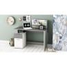 Bureau droit - Blanc et gris - Contemporain - L 121,5 x H 109,7 x P 55