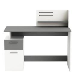 Bureau droit - Blanc et gris - Contemporain - L 121,5 x H 109,7 x P 55