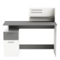 Bureau droit - Blanc et gris - Contemporain - L 121,5 x H 109,7 x P 55,1 cm - 1 porte 1 tiroir - PLATON Bureau droit - Blanc et gris - Contemporain - L 121,5 x H 109,7 x P 55,1 cm - 1 porte 1 tiroir - PLATON