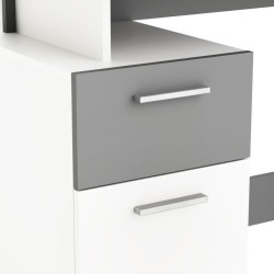 Bureau droit - Blanc et gris - Contemporain - L 121,5 x H 109,7 x P 55