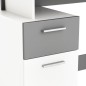 Bureau droit - Blanc et gris - Contemporain - L 121,5 x H 109,7 x P 55,1 cm - 1 porte 1 tiroir - PLATON Bureau droit - Blanc et gris - Contemporain - L 121,5 x H 109,7 x P 55,1 cm - 1 porte 1 tiroir - PLATON