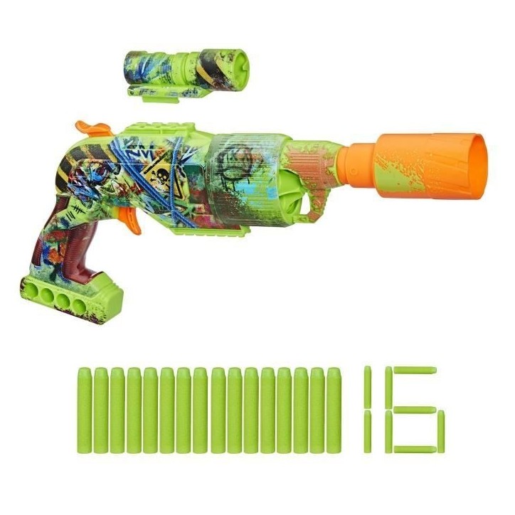 Nerf Zombie Driller, Blaster a fléchettes, cylindre rotatif, Des 8 ans Nerf Zombie Driller, Blaster a fléchettes, cylindre rotatif, Des 8 ans