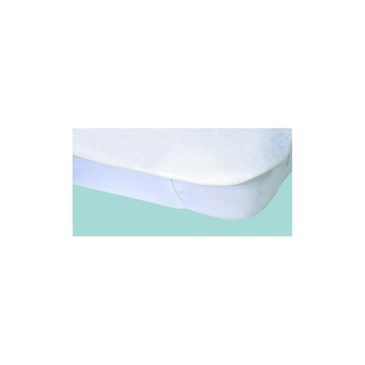 Protege-matelas Alese imperméable Elasretane éponge bouclette 100% coton 140x190 cm blanc