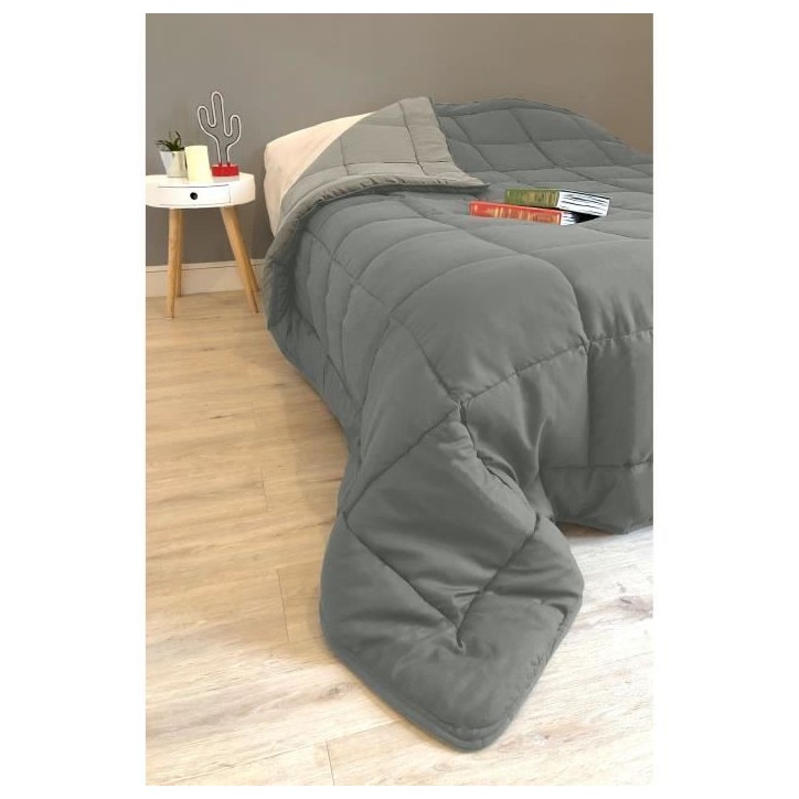 CALGARY Couette chaude Microfibre 400g/m² Gris & Argent 140x200cm CALGARY Couette chaude Microfibre 400g/m² Gris & Argent 140x200cm
