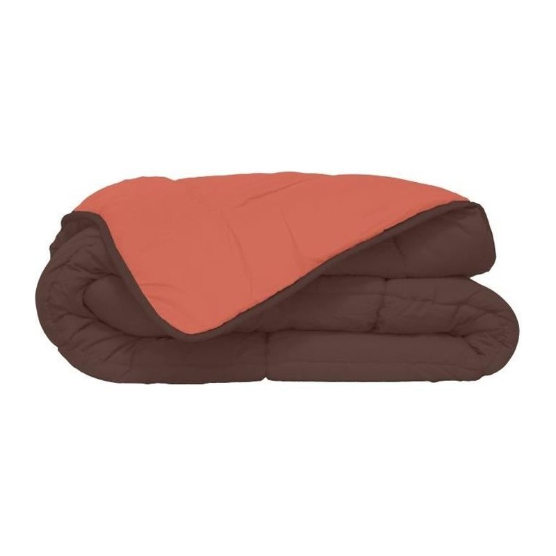 CALGARY Couette chaude Microfibre 400g/m² Chocolat & Corail 140x200cm CALGARY Couette chaude Microfibre 400g/m² Chocolat & Corail 140x200cm