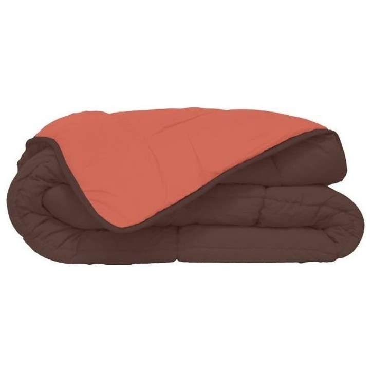 CALGARY Couette chaude Microfibre 400g/m² Chocolat & Corail 140x200cm CALGARY Couette chaude Microfibre 400g/m² Chocolat & Corail 140x200cm