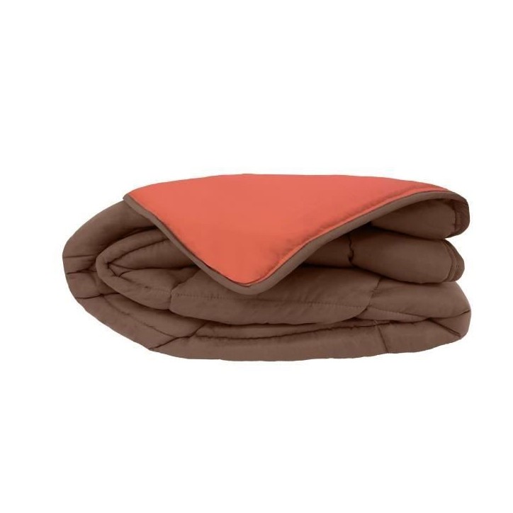 CALGARY Couette chaude Microfibre 400g/m² Chocolat & Corail 140x200cm CALGARY Couette chaude Microfibre 400g/m² Chocolat & Corail 140x200cm