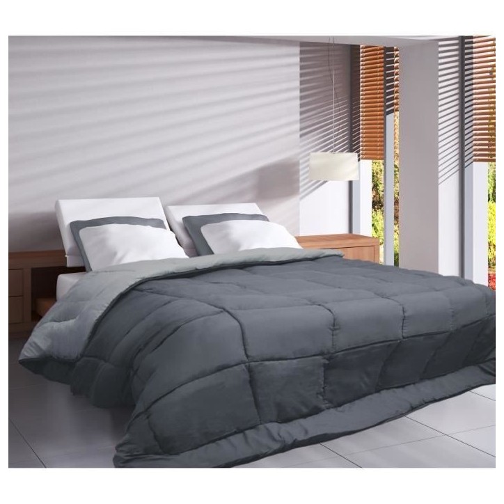 Couette Microfibre 400g/m² CALGARY Gris & Argent 220x240cm Couette Microfibre 400g/m² CALGARY Gris & Argent 220x240cm