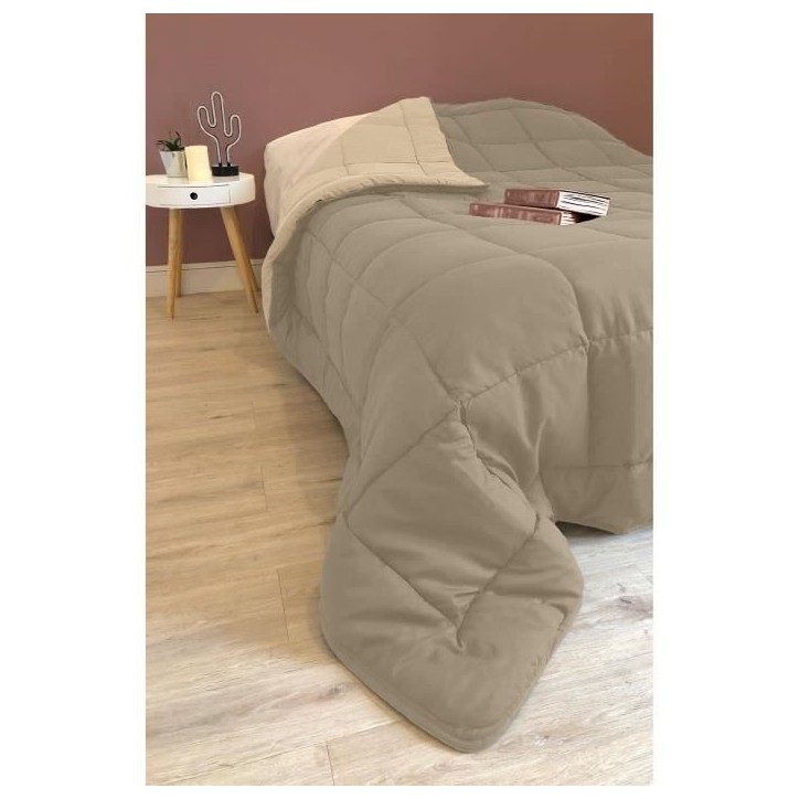 CALGARY Couette chaude Microfibre 400g/m² Taupe & Lin 240x260cm CALGARY Couette chaude Microfibre 400g/m² Taupe & Lin 240x260cm