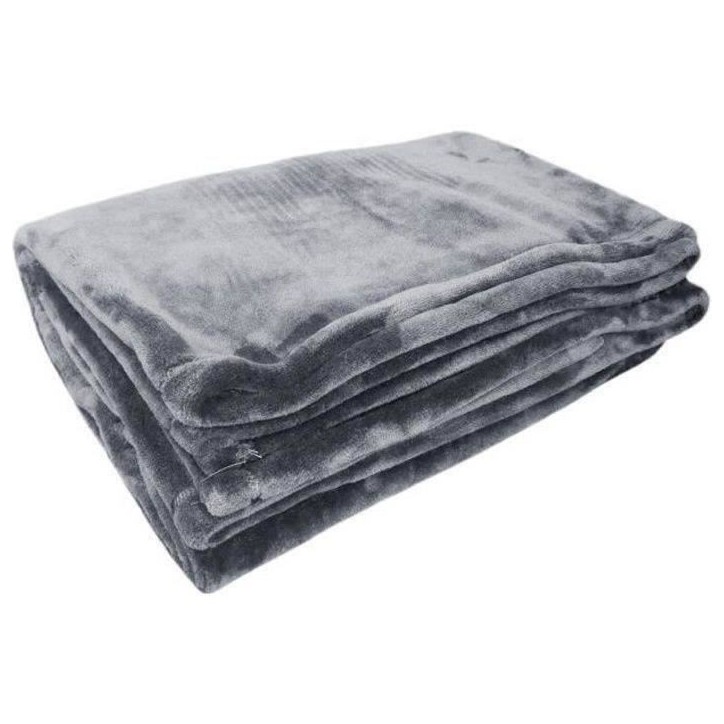 Couverture microflanelle 220x240 cm gris