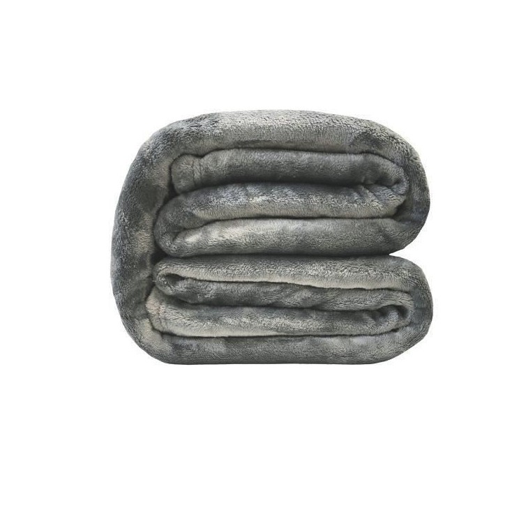 Couverture microflanelle 220x240 cm gris
