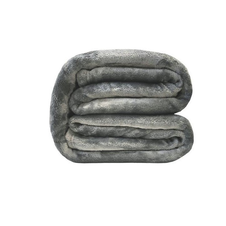 Couverture microflanelle 220x240 cm gris