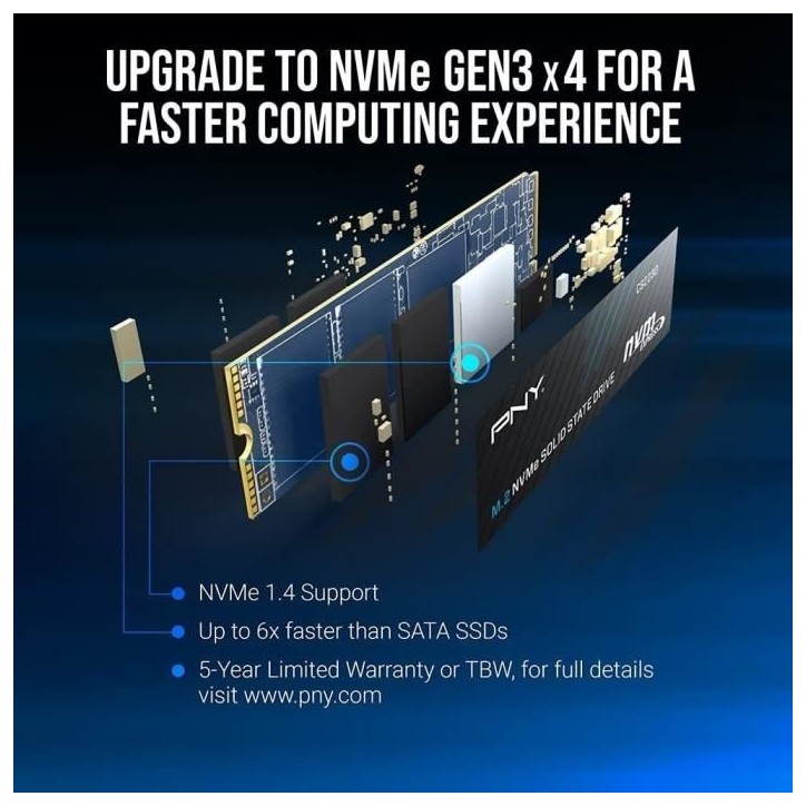 PNY CS2230 500GB SSD Interne M.2 NVMe Gen3, jusqu'a 3300MB/s - M280CS2230-500-RB PNY CS2230 500GB SSD Interne M.2 NVMe Gen3, jusqu'a 3300MB/s - M280CS2230-500-RB