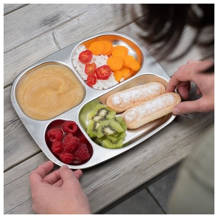 Plateau compartimenté - THERMOBABY - 4 compartiment - Sans BPA - Inox