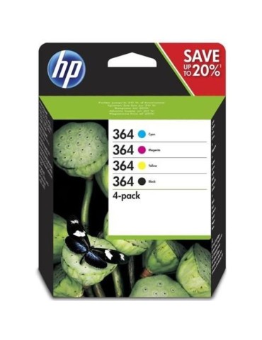 HP 364 Pack de 4 cartouches d'encre noire, cyan, jaune et magenta authentiques (N9J73AE) pour DeskJet 3070A, Photosmart 5525/652