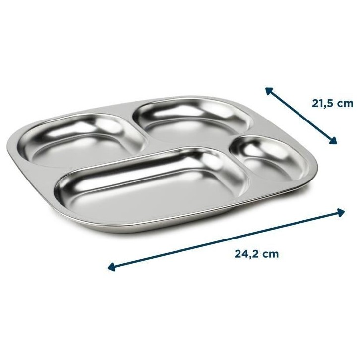 Plateau compartimenté - THERMOBABY - 4 compartiment - Sans BPA - Inox