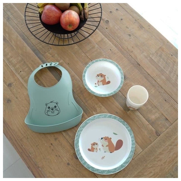 Mon premier coffret repas micro-ondes - THERMOBABY - Castor - Assiette, bol, gobelet