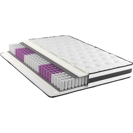 MODAMS Pocket 1560 x 200 - 744 Ressorts ensachés - Mousse PU 24kg/m² - 5 zones - Respirant - Réversible - Ep. 24 cm
