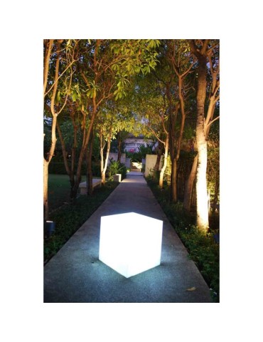 Cube lumineux tabouret filaire pour extérieur LED - LUMISKY - Carry W40 - Blanc - 10W - Hauteur 40cm