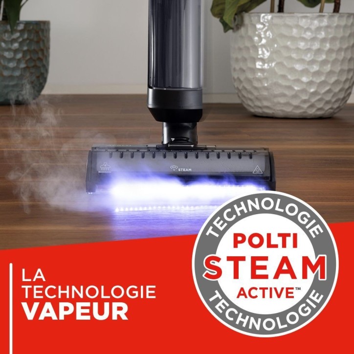 Aspirateur balai laveur vapeur sans fil - POLTI - RollySteam WD40C - 14000 Pa - 35 min - 0,6 L - Noir Aspirateur balai laveur vapeur sans fil - POLTI - RollySteam WD40C - 14000 Pa - 35 min - 0,6 L - Noir