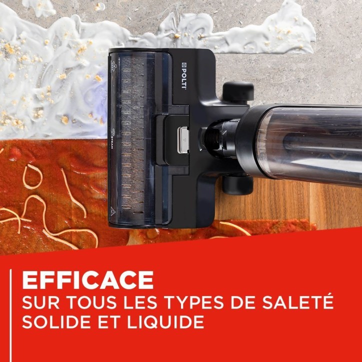 Aspirateur balai laveur vapeur sans fil - POLTI - RollySteam WD40C - 14000 Pa - 35 min - 0,6 L - Noir Aspirateur balai laveur vapeur sans fil - POLTI - RollySteam WD40C - 14000 Pa - 35 min - 0,6 L - Noir