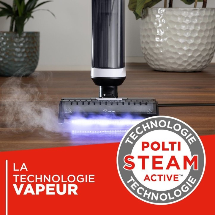 Aspirateur balai laveur vapeur - POLTI RollySteam WD10 - 7000 Pa - 0,6 L - Noir / Blanc Aspirateur balai laveur vapeur - POLTI RollySteam WD10 - 7000 Pa - 0,6 L - Noir / Blanc