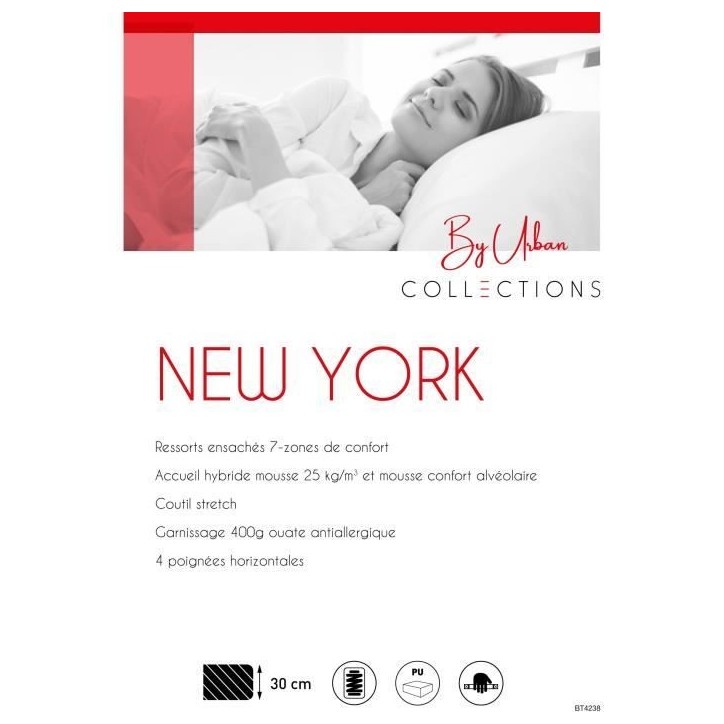 URBAN Collections NEW-YORK Ensemble sommier et matelas 140x190cm - 798 ressorts ensachés URBAN Collections NEW-YORK Ensemble sommier et matelas 140x190cm - 798 ressorts ensachés
