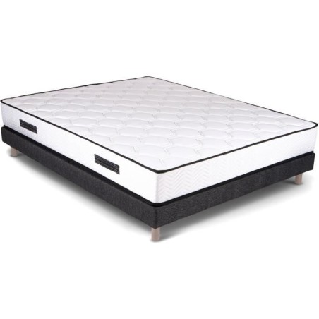 URBAN Collections PARIS Ensemble sommier et matelas 160 x 200 cm- 960 Ressorts ensachés et mémoire de forme - 24 cm - Ferme