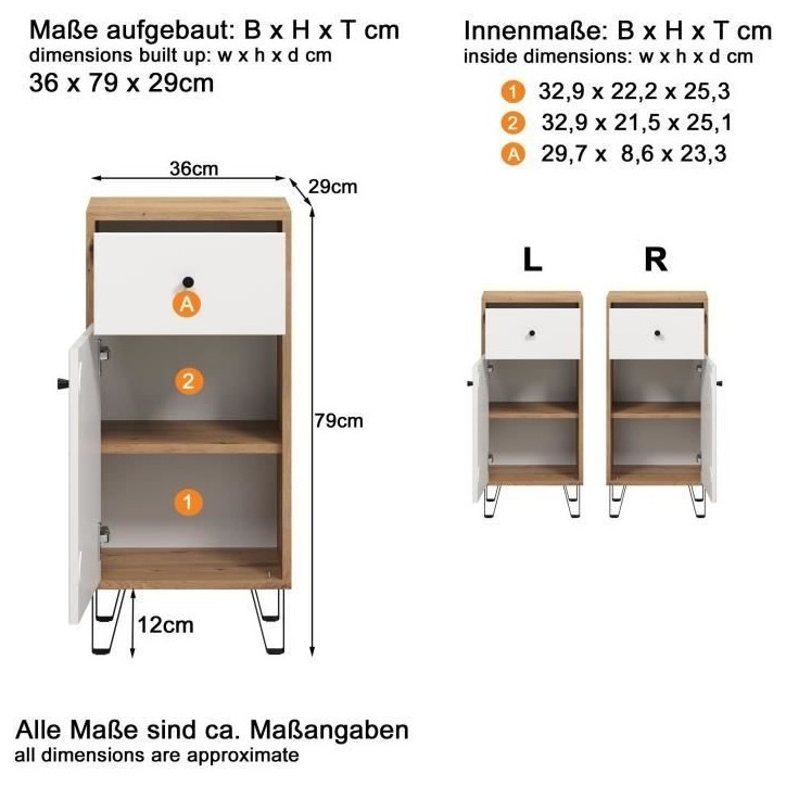 Meuble de salle de bain - Touch - Armoire - Blanc mat - Chene décor - Contemporain Meuble de salle de bain - Touch - Armoire - Blanc mat - Chene décor - Contemporain