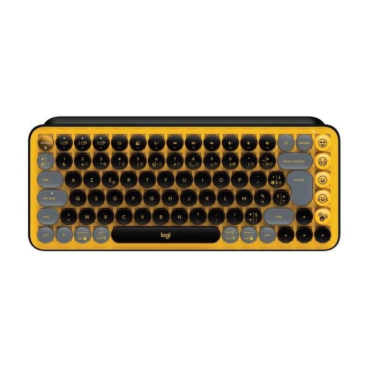 Clavier - Sans fil - Logitech - Pop Keys - AZERTY - Mécanique - Touche Emoji - Jaune Clavier - Sans fil - Logitech - Pop Keys - AZERTY - Mécanique - Touche Emoji - Jaune