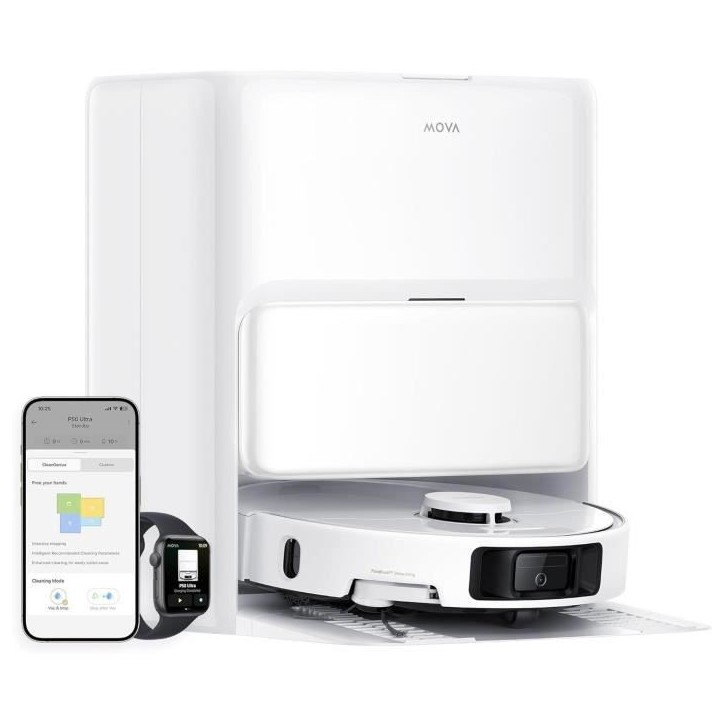 MOVA P50 Ultra - Robot Aspirateur Laveur avec Station - 19 000 Pa - Nettoyage des coins aux bords