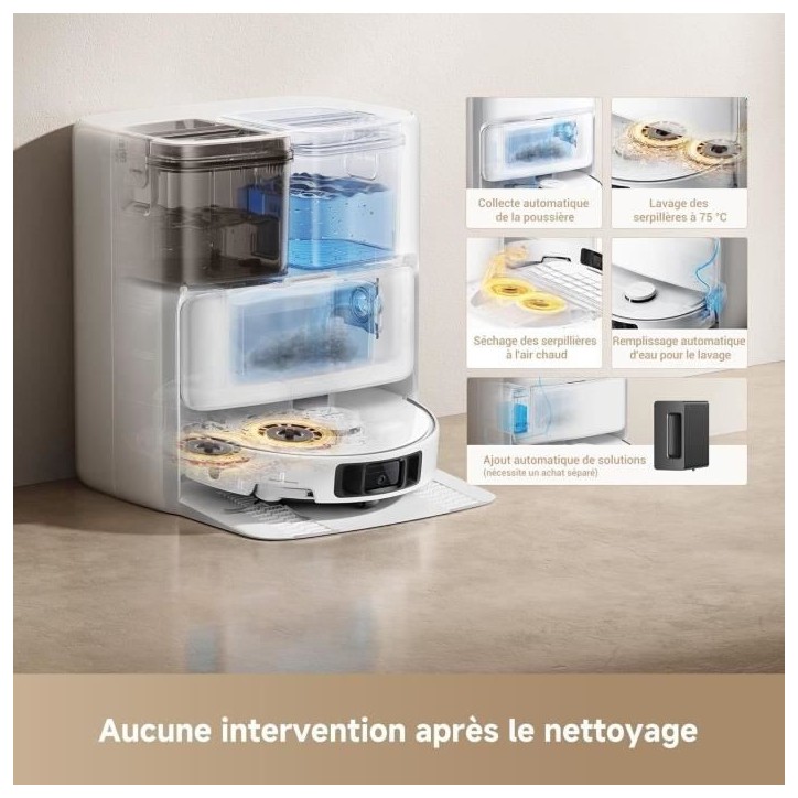 MOVA P50 Ultra - Robot Aspirateur Laveur avec Station - 19 000 Pa - Nettoyage des coins aux bords