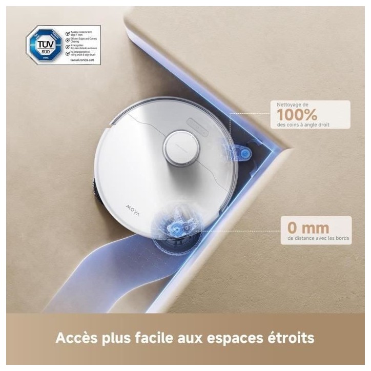 MOVA P50 Ultra - Robot Aspirateur Laveur avec Station - 19 000 Pa - Nettoyage des coins aux bords