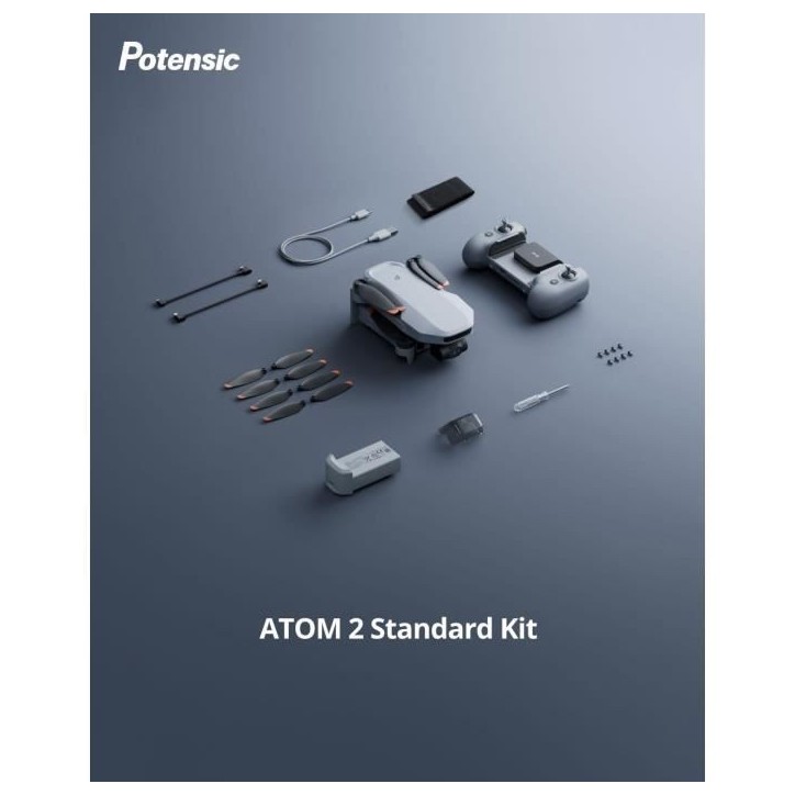 Drone - POTENSIC - ATOM 2 - Kit Standard - Caméra HD/4K - GPS intégré - Autonomie de 31 minutes - Portée de 10 km Drone - POTENSIC - ATOM 2 - Kit Standard - Caméra HD/4K - GPS intégré - Autonomie de 31 minutes - Portée de 10 km