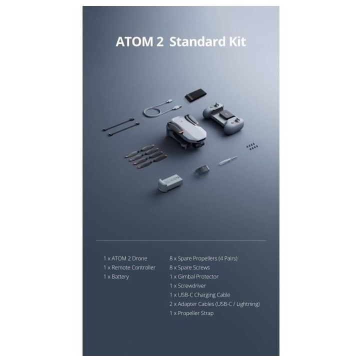 Drone - POTENSIC - ATOM 2 - Kit Standard - Caméra HD/4K - GPS intégré - Autonomie de 31 minutes - Portée de 10 km Drone - POTENSIC - ATOM 2 - Kit Standard - Caméra HD/4K - GPS intégré - Autonomie de 31 minutes - Portée de 10 km