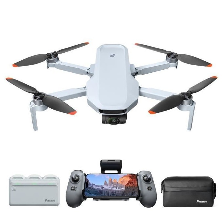 Drone - POTENSIC - ATOM 2 - Fly More Combo - Caméra HD/4K - GPS intégré - Autonomie de 15-25 minutes - Portée de 300 metres Drone - POTENSIC - ATOM 2 - Fly More Combo - Caméra HD/4K - GPS intégré - Autonomie de 15-25 minutes - Portée de 300 metres