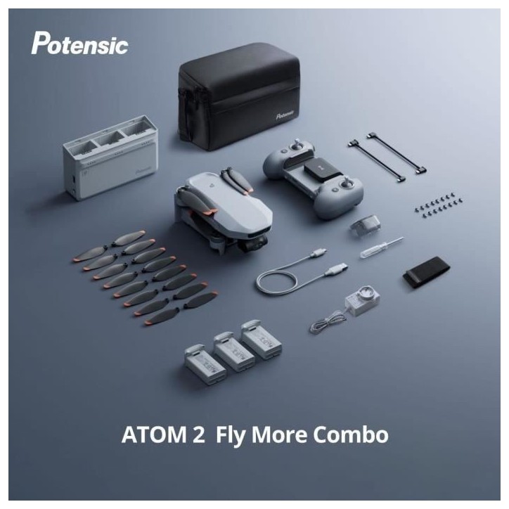 Drone - POTENSIC - ATOM 2 - Fly More Combo - Caméra HD/4K - GPS intégré - Autonomie de 15-25 minutes - Portée de 300 metres Drone - POTENSIC - ATOM 2 - Fly More Combo - Caméra HD/4K - GPS intégré - Autonomie de 15-25 minutes - Portée de 300 metres
