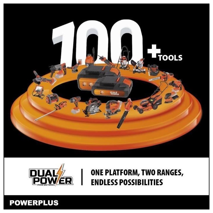Dual Power Taille-Haie Batterie POWDPG7531 - 20 V, sans Batterie ni Chargeur, Lame de 580 mm, Écart de 18 mm
