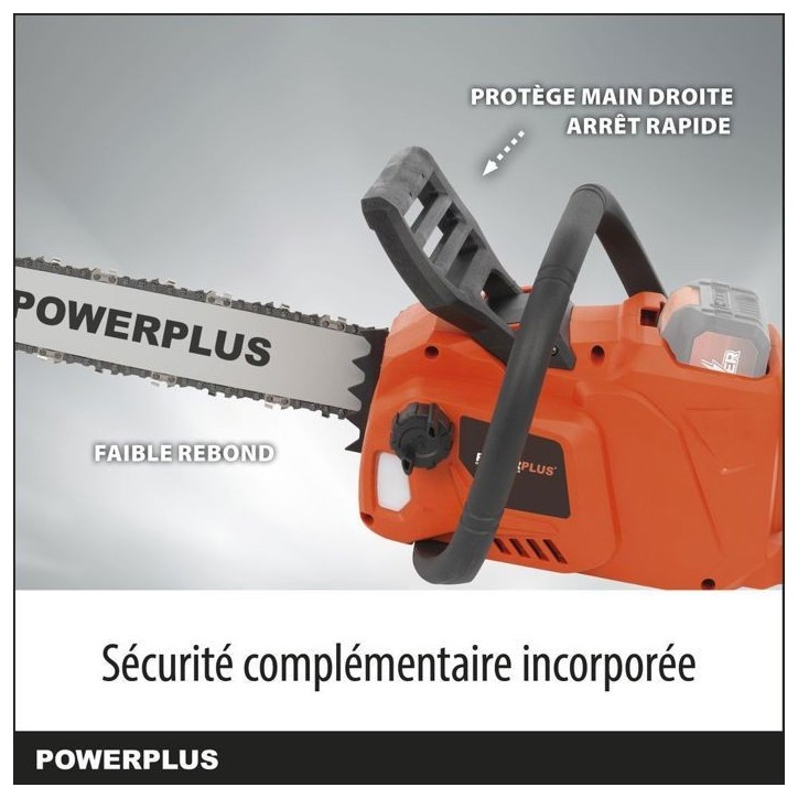 Dual Power Tronçonneuse a Batterie POWDPG7576 - 40 V,Guide de 350 mm, sans Batterie ni Chargeur Dual Power Tronçonneuse a Batterie POWDPG7576 - 40 V,Guide de 350 mm, sans Batterie ni Chargeur