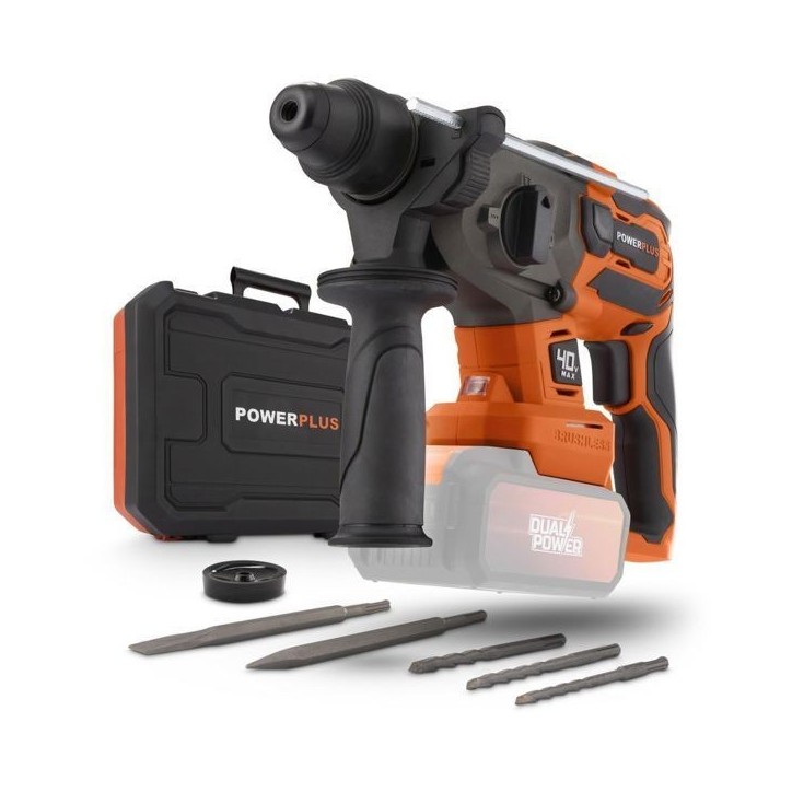 Marteau perforateur sans fil SDS-Plus 40V 5J BRUSHLESS + 5 accessoires - DUAL POWER POWDP15680 Marteau perforateur sans fil SDS-Plus 40V 5J BRUSHLESS + 5 accessoires - DUAL POWER POWDP15680