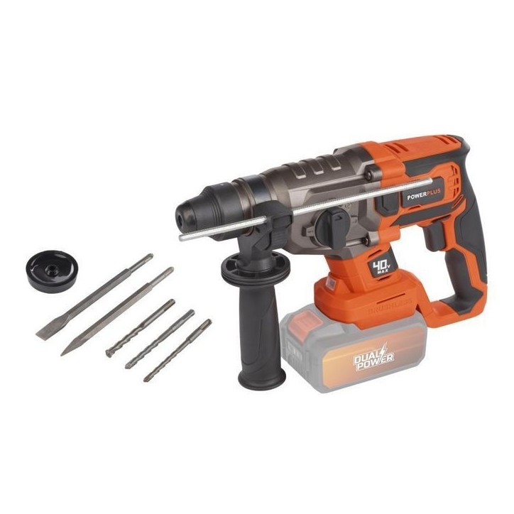 Marteau perforateur sans fil SDS-Plus 40V 5J BRUSHLESS + 5 accessoires - DUAL POWER POWDP15680 Marteau perforateur sans fil SDS-Plus 40V 5J BRUSHLESS + 5 accessoires - DUAL POWER POWDP15680