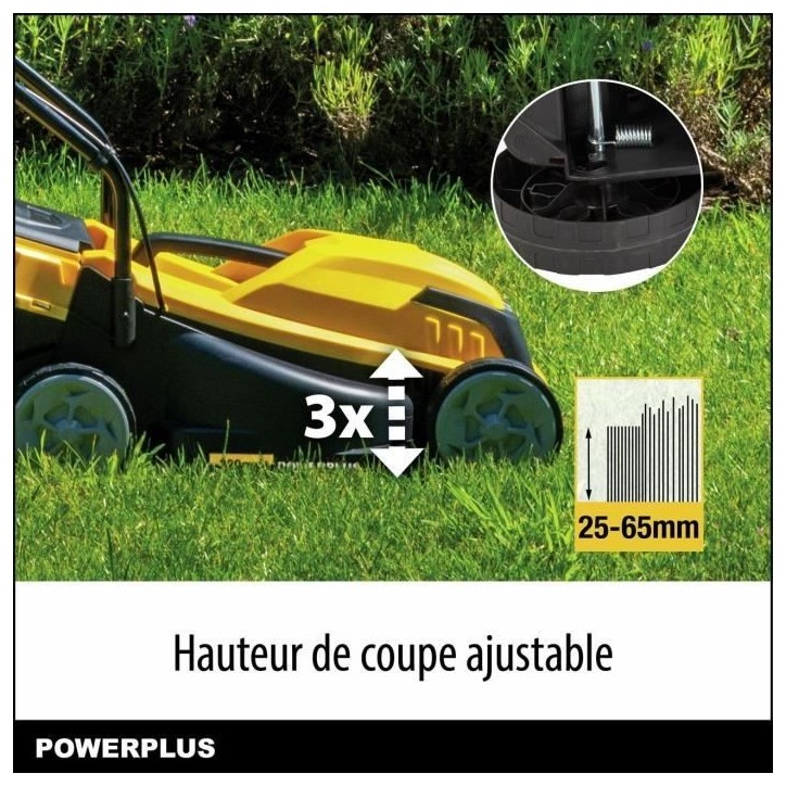 Tondeuse a gazon électrique - POWERPLUS - POWEG62203 - 1000 W - 320 mm Ø - Avec ramassage et éjection arriere Tondeuse a gazon électrique - POWERPLUS - POWEG62203 - 1000 W - 320 mm Ø - Avec ramassage et éjection arriere