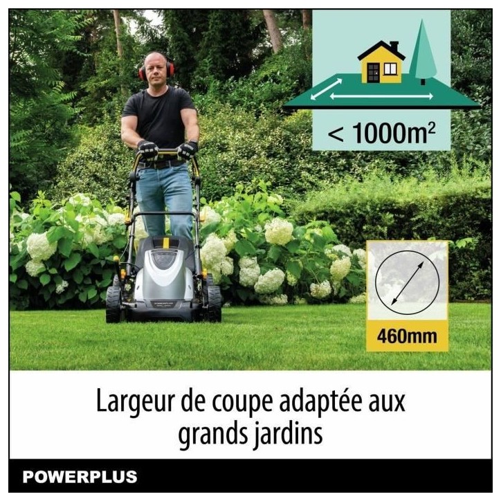 Tondeuse a gazon électrique - POWERPLUS - POWPG6290 - 1800 W - 460 mm Ø - Avec ramassage, mulching et éjection Arriere Tondeuse a gazon électrique - POWERPLUS - POWPG6290 - 1800 W - 460 mm Ø - Avec ramassage, mulching et éjection Arriere