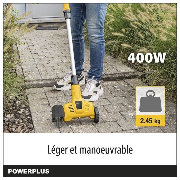 Powerplus Désherbeur Téléscopique Électrique POWXG6650 - Extracteur de Mauvaises Herbes, 400 W, avec Brosse en Nylon et en A Powerplus Désherbeur Téléscopique Électrique POWXG6650 - Extracteur de Mauvaises Herbes, 400 W, avec Brosse en Nylon et en A