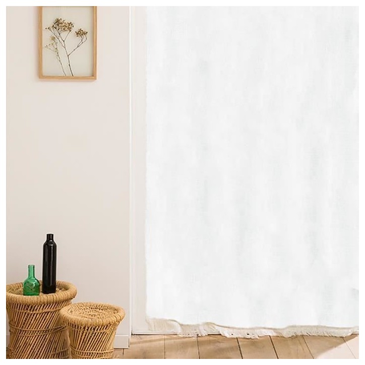 Rideau blanc marseillais tissé 140 x 225cm Rideau blanc marseillais tissé 140 x 225cm