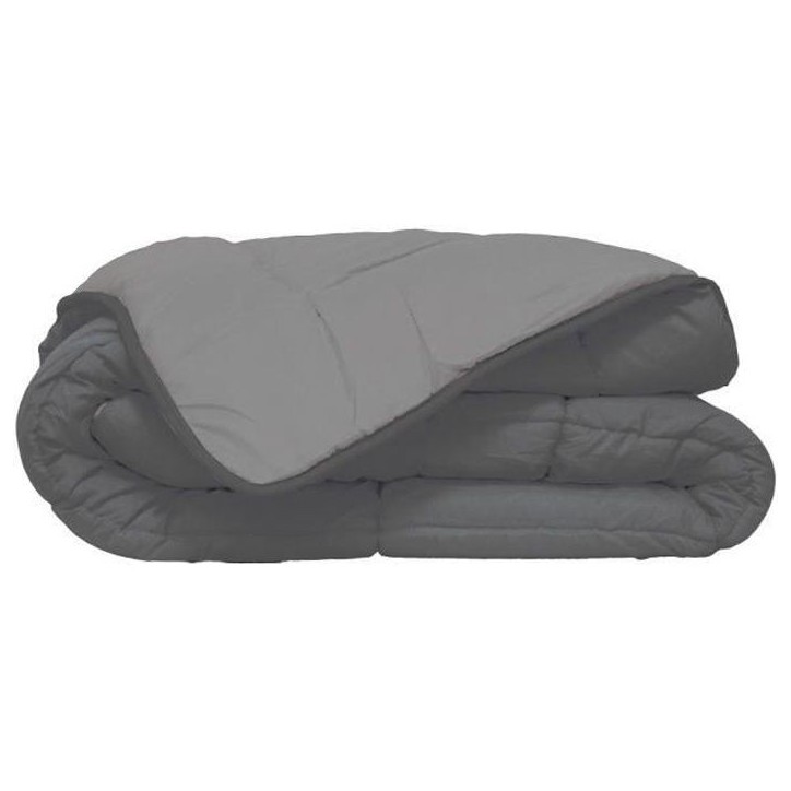 HUDSON Couette légere Microfibre 200g/m² 140x200cm Gris & Argent HUDSON Couette légere Microfibre 200g/m² 140x200cm Gris & Argent