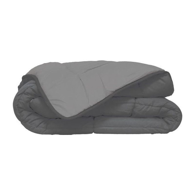 HUDSON Couette légere Microfibre 200g/m² 240x260cm Gris & Argent HUDSON Couette légere Microfibre 200g/m² 240x260cm Gris & Argent