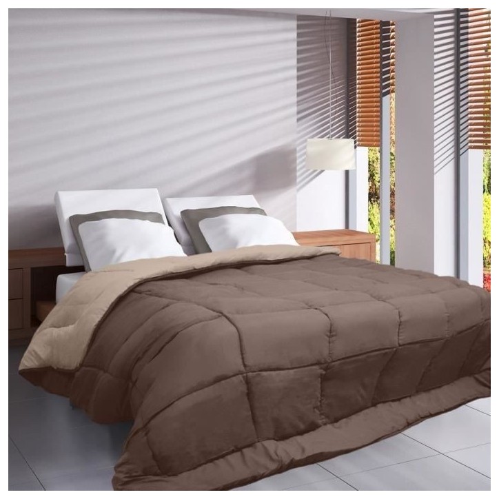 HUDSON Couette légere Microfibre 200g/m² 140x200cm Taupe & Lin HUDSON Couette légere Microfibre 200g/m² 140x200cm Taupe & Lin
