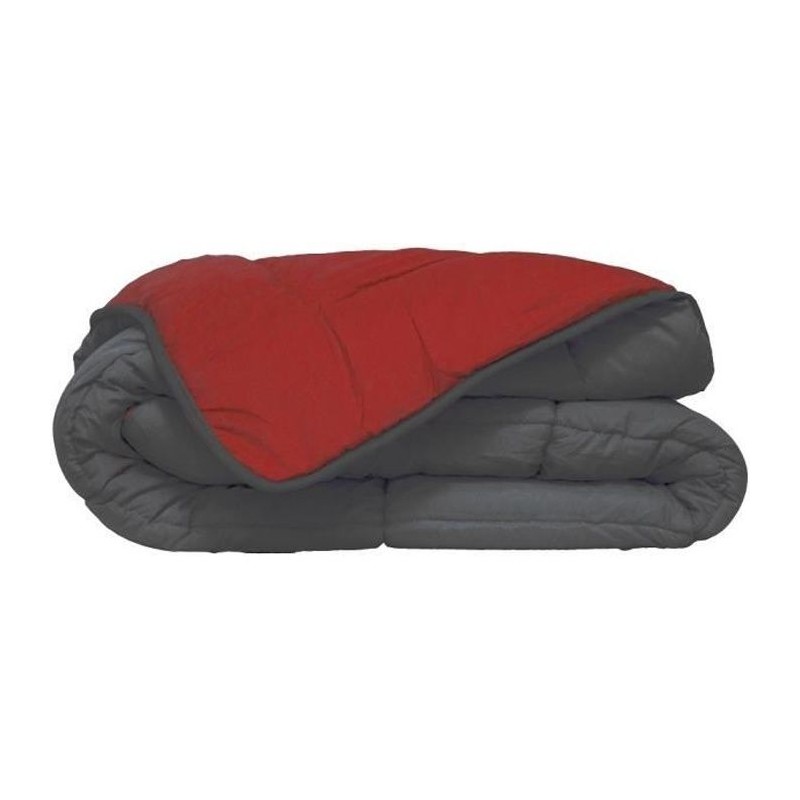 HUDSON Couette légere Microfibre 200g/m² 240x260cm Gris & Rouge HUDSON Couette légere Microfibre 200g/m² 240x260cm Gris & Rouge