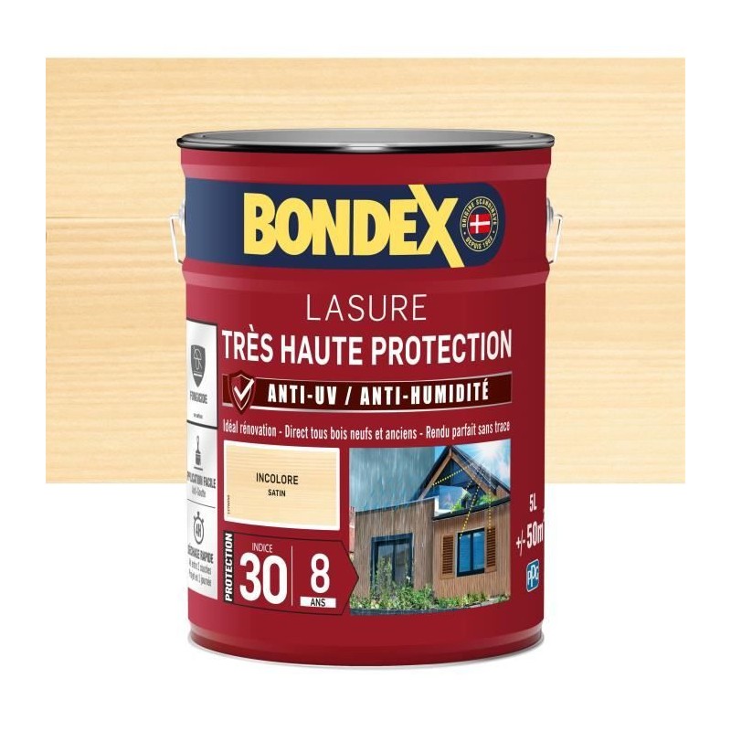 lasure pour bois trés haute protection 8 ans incolore 5L Bondex lasure pour bois trés haute protection 8 ans incolore 5L Bondex